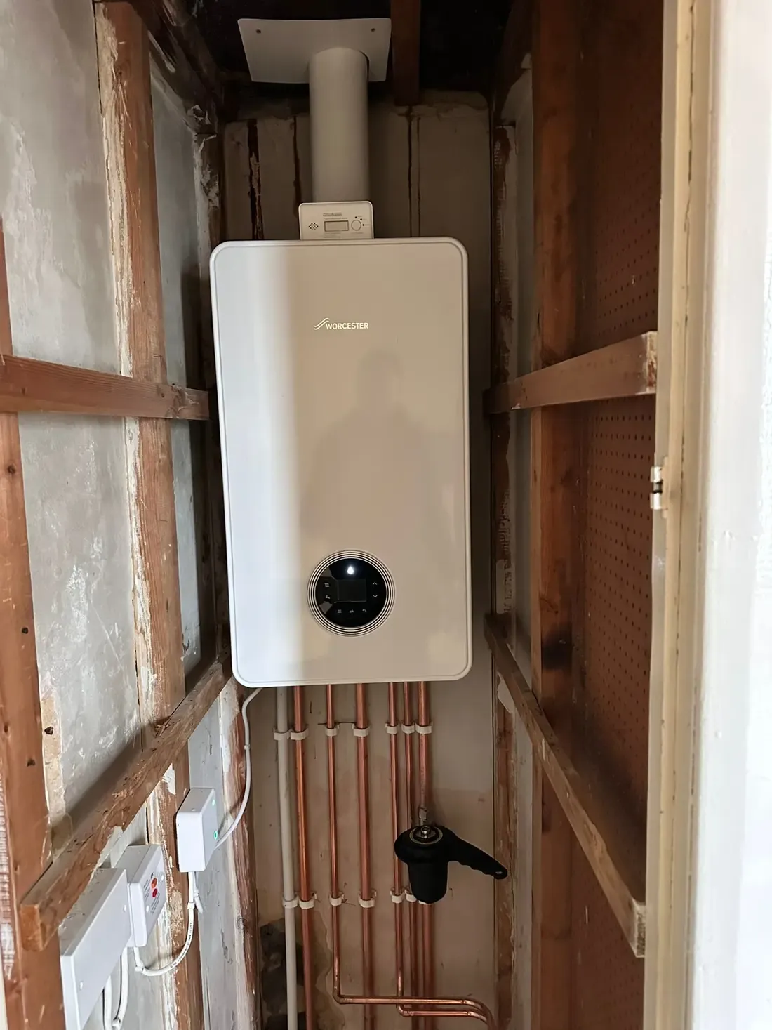 Boiler mounted at first fix before making good